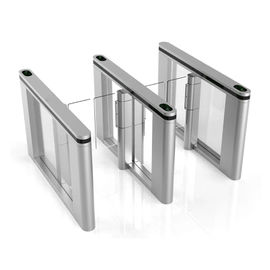 Biometric Flap Barrier Gate Access Control Swing Glass Turnstile Bi - Directional Pass
