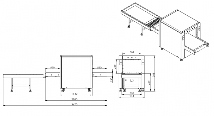 SF6550 Hotel use X Ray Baggage Scanner , Dual Energy X ray Inspection System