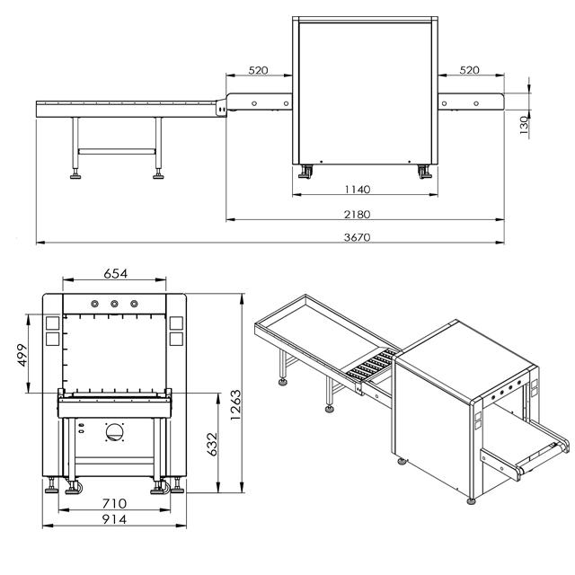 40Mm Steel Airport X Ray Machine Check Luggage Medium