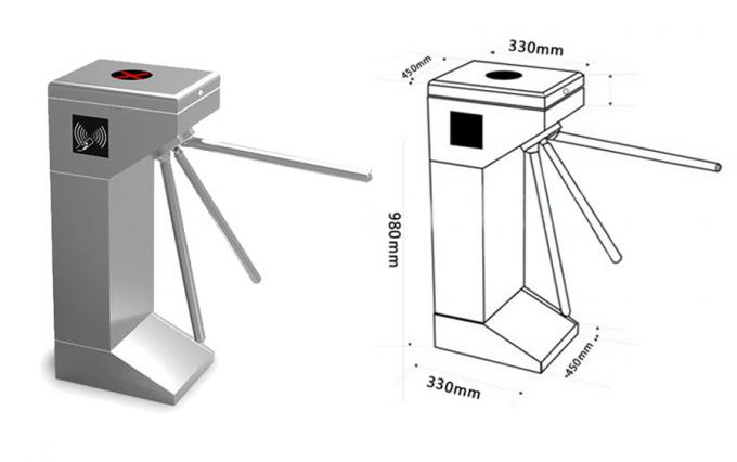 550mm Lane Width Tripod Turnstile Gate 24V Motor With Entry / Exit ID Card System
