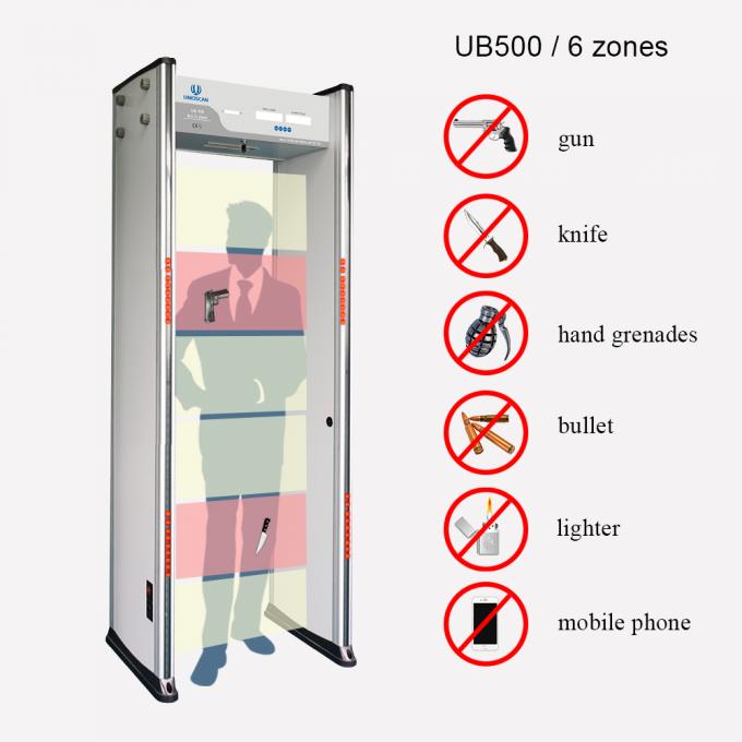 6 Zones Door Frame Metal Detector , Airport Sesurity Walk Through Metal Detector
