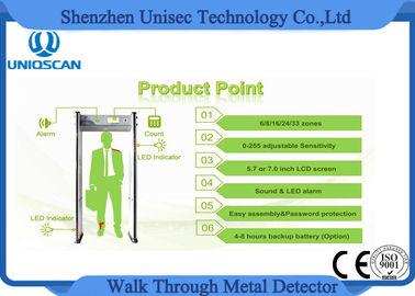 0-255 Sensitivity multi zones walk through metal detector , security walk through gate