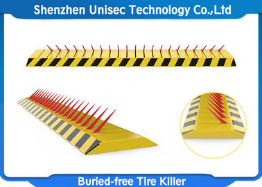 Yellow Color Tyre Spike Barrier / Killer Waterproof Function , Stainless Steel Material tyre killer