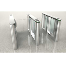 Biometric Flap Barrier Gate Access Control Swing Glass Turnstile Bi - Directional Pass